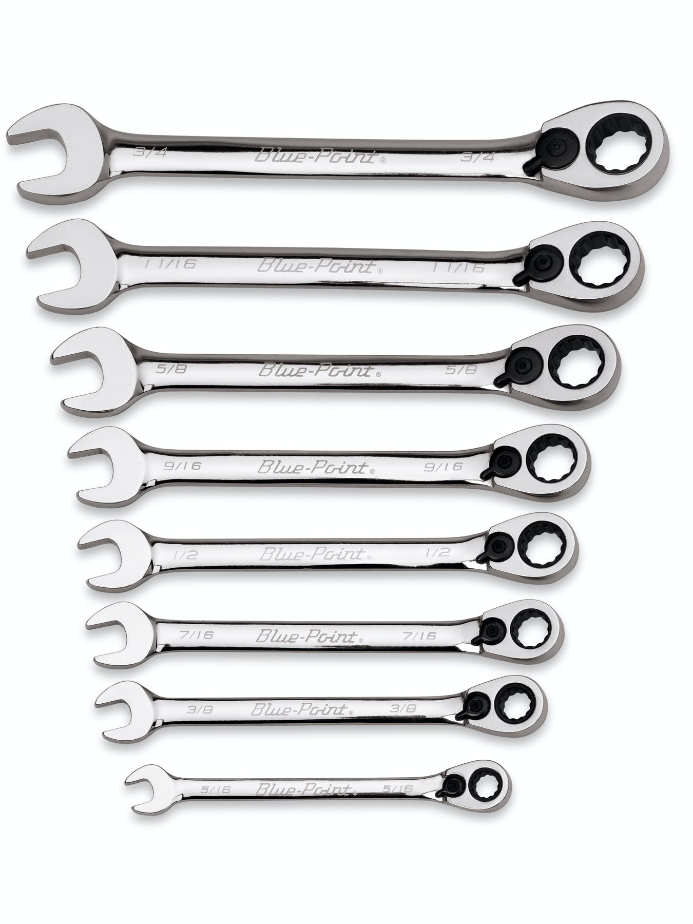 8 pc 12-Point SAE 15° Offset Ratcheting Box/Open-End Wrench Set (5/16–3/4 8 pc 12-Point SAE 15° Offset Ratcheting Box/Open-End Wrench Set (5/16–3/4